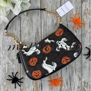 Coach Teri Shoulder Bag In Signature Canvas Halloween Print Purse